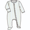 Alligator Pie Print Zip Footie - Light Blue