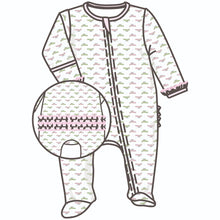  Alligator Pie Print Zip Footie - Pink