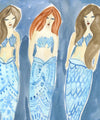Three Mermaids Watercolor Print