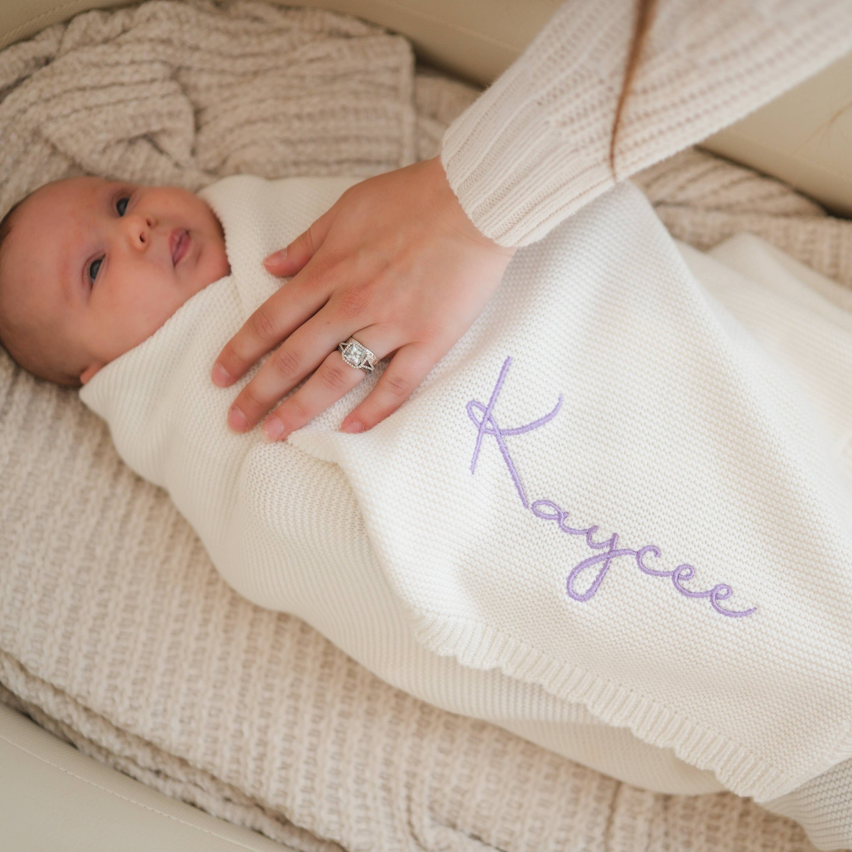 Scallop Edge Knit Baby Blanket - Cloud