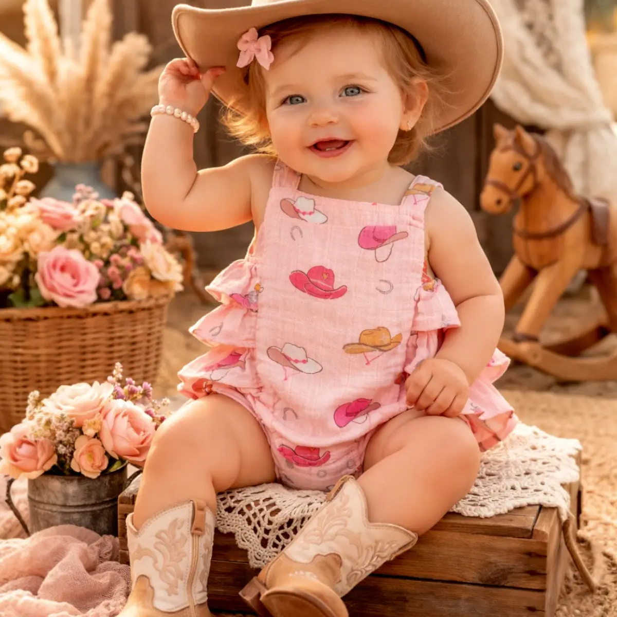 Muslin Ruffle Sunsuit - Western