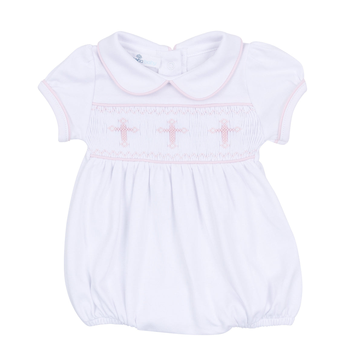 Forever Blessed Smocked Bubble - White Pink - Magnolia Baby Girl