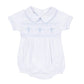 Forever Blessed Smocked Bubble - White Light Blue - Magnolia Baby Boy