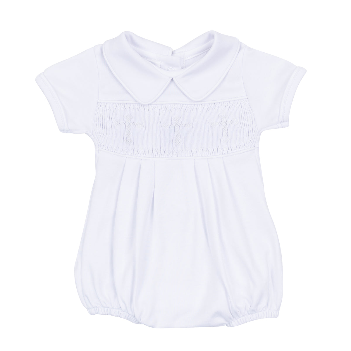 Forever Blessed Smocked Boy Bubble - White
