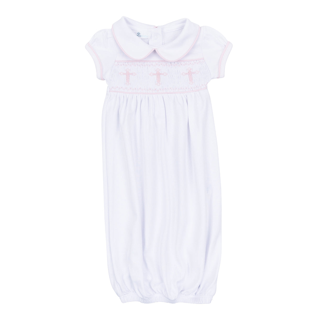 Forever Blessed Smocked Gown - White Pink - Magnolia Baby Girl