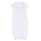 Forever Blessed Smocked Gown - White Light Blue - Magnolia Baby Boy