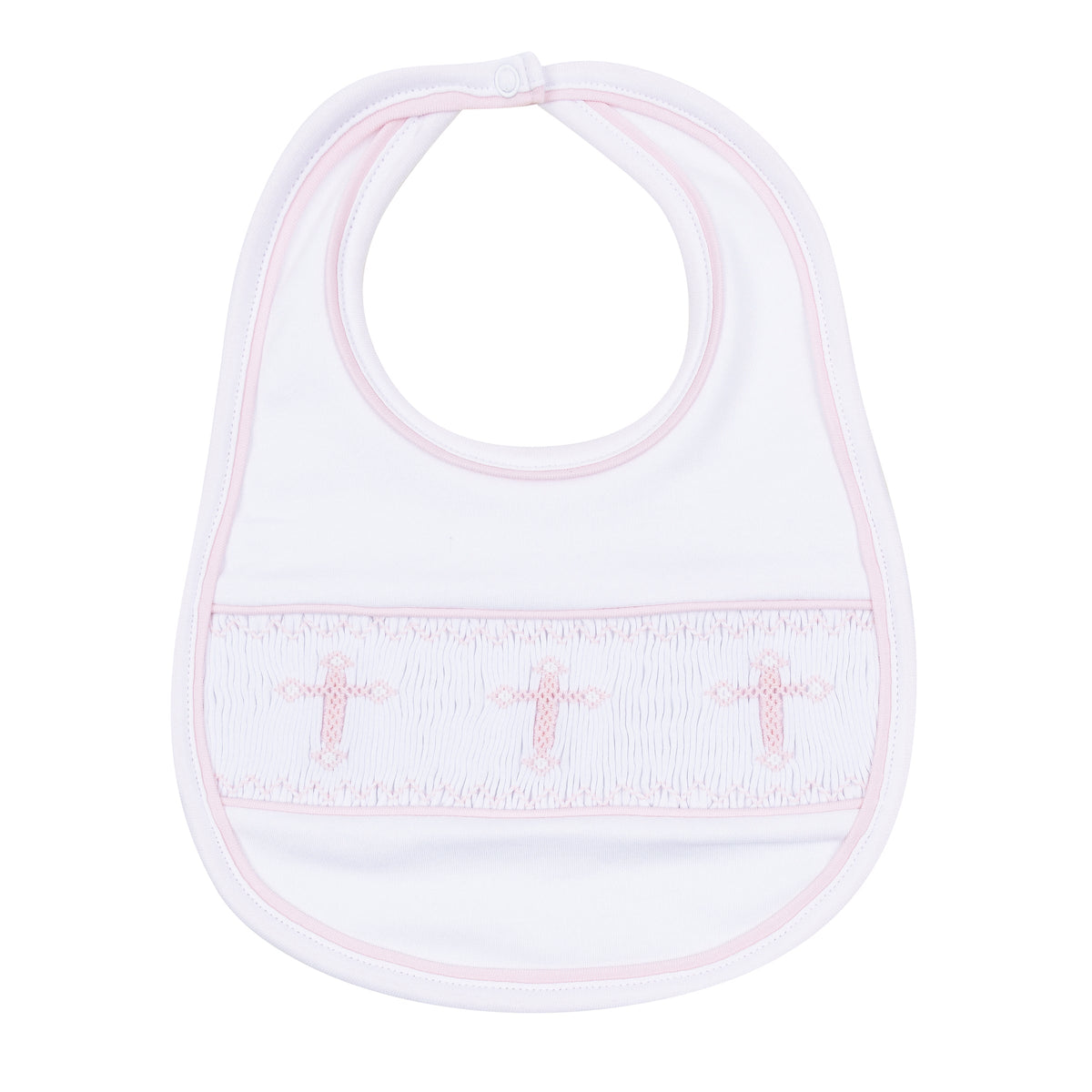 Forever Blessed Smocked Bib - White Pink - Magnolia Baby Girl