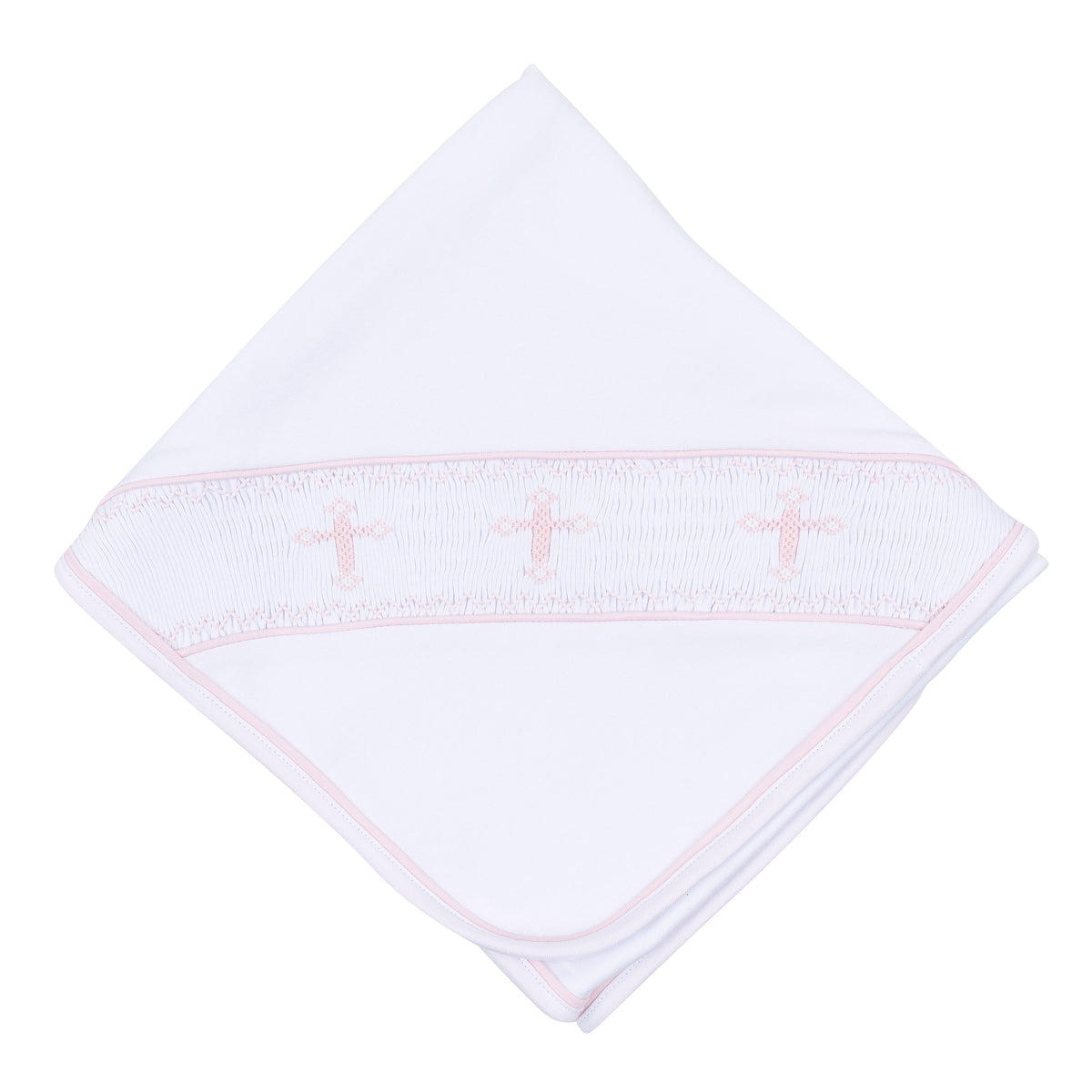 Forever Blessed Smocked Receiving Blanket - White Pink - Magnolia Baby Girl