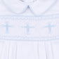 Forever Blessed Smocked Gown - White Light Blue - Magnolia Baby Boy