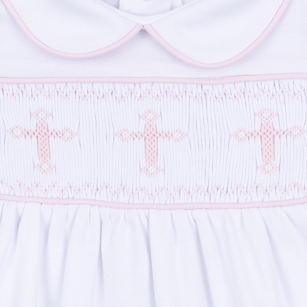 Forever Blessed Smocked Gown - White Pink - Magnolia Baby Girl