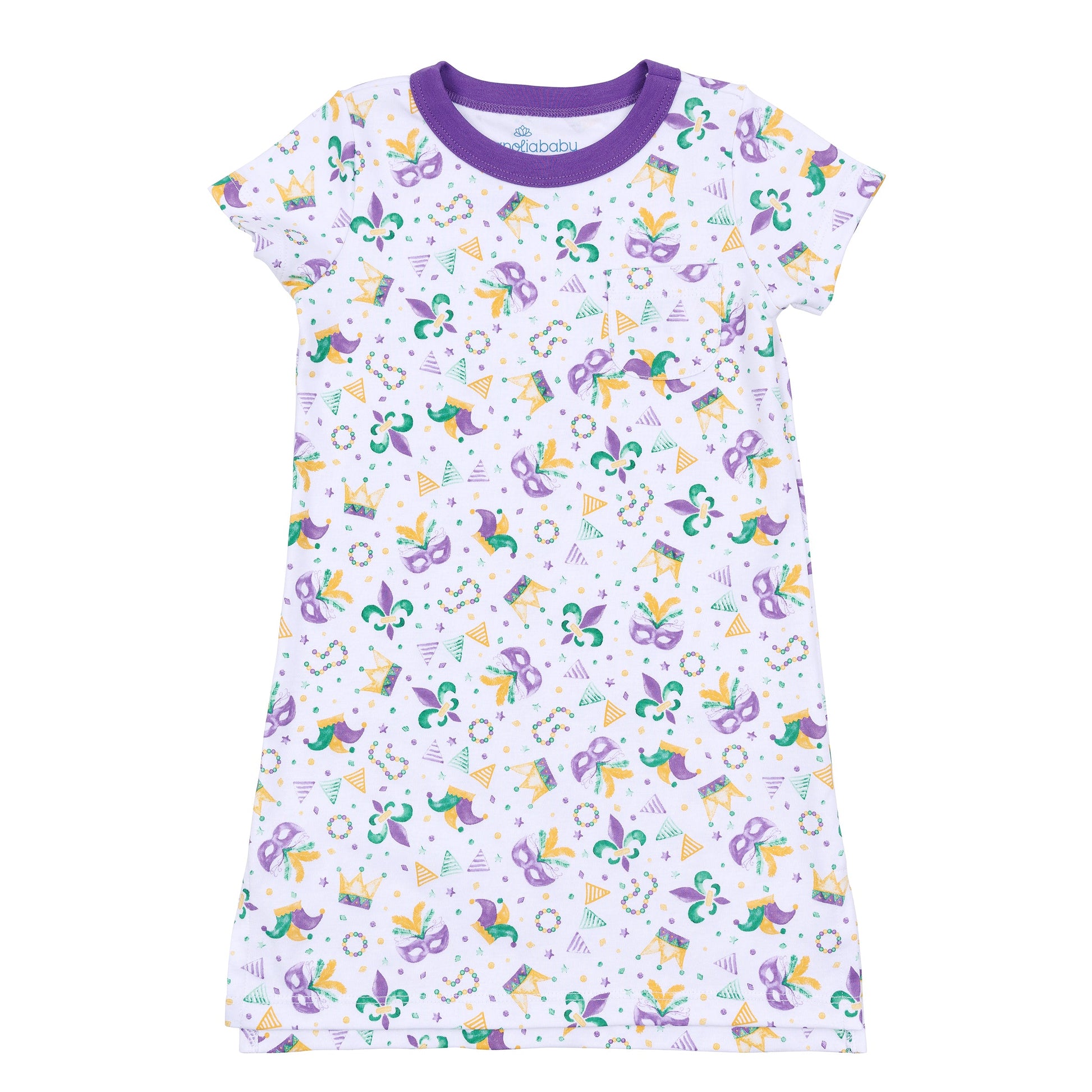 Mardi Gras Munchkins Short Sleeve Nightdress - Magnolia Baby Girl