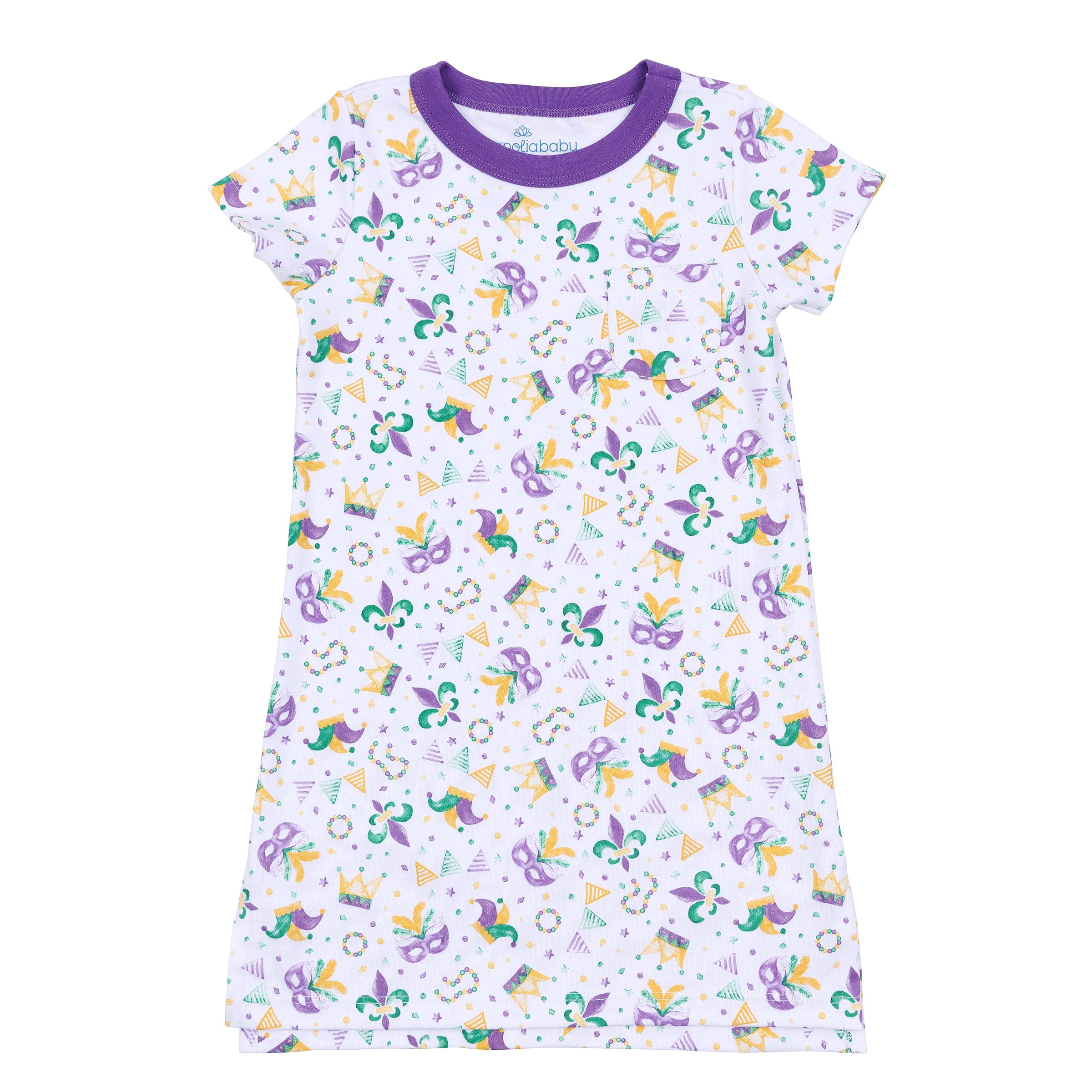 Mardi Gras Munchkins Short Sleeve Nightdress - Magnolia Baby Girl