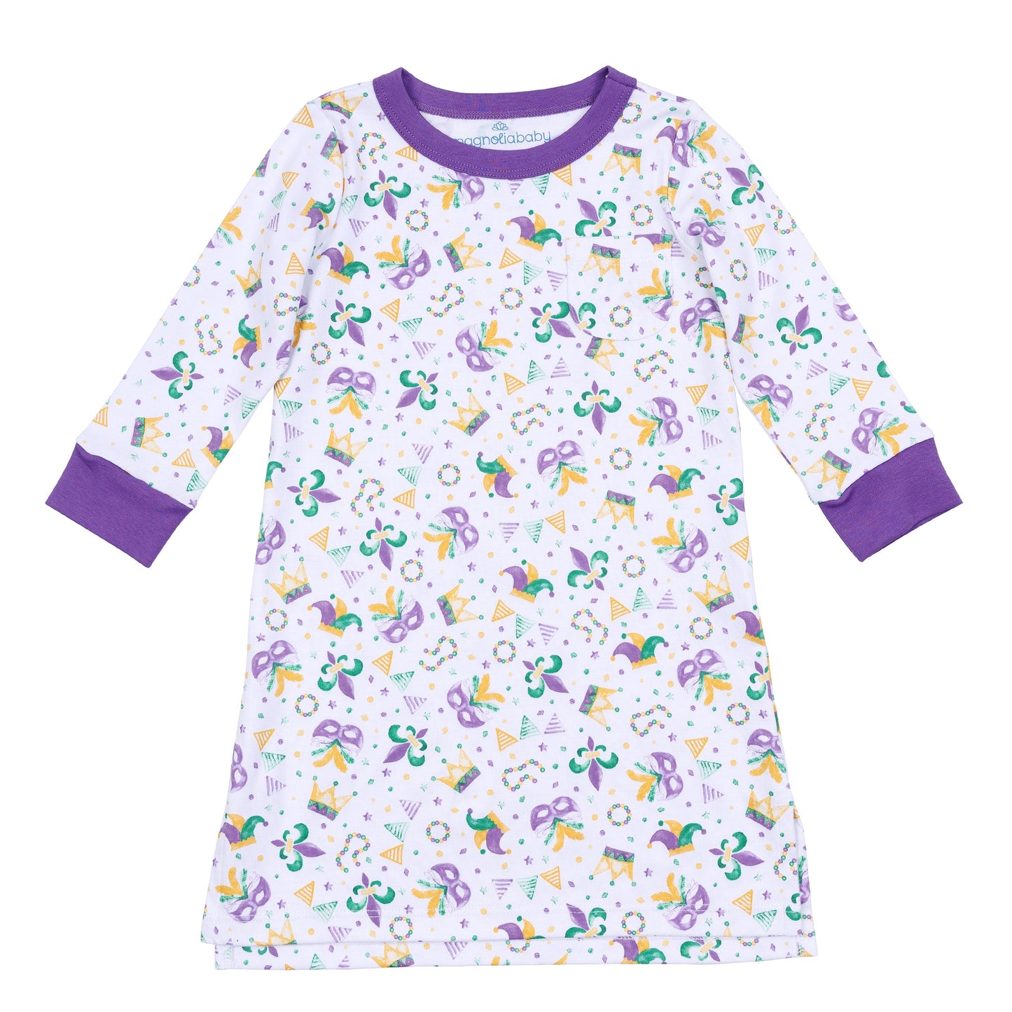 Mardi Gras Munchkins Long Sleeve Nightdress - Magnolia Baby Girl