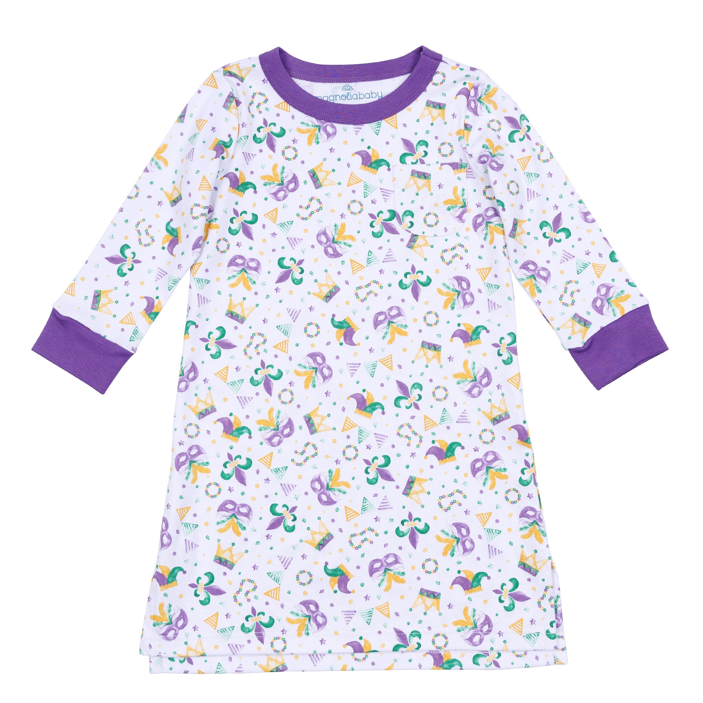 Mardi Gras Munchkins Long Sleeve Nightdress - Magnolia Baby Girl