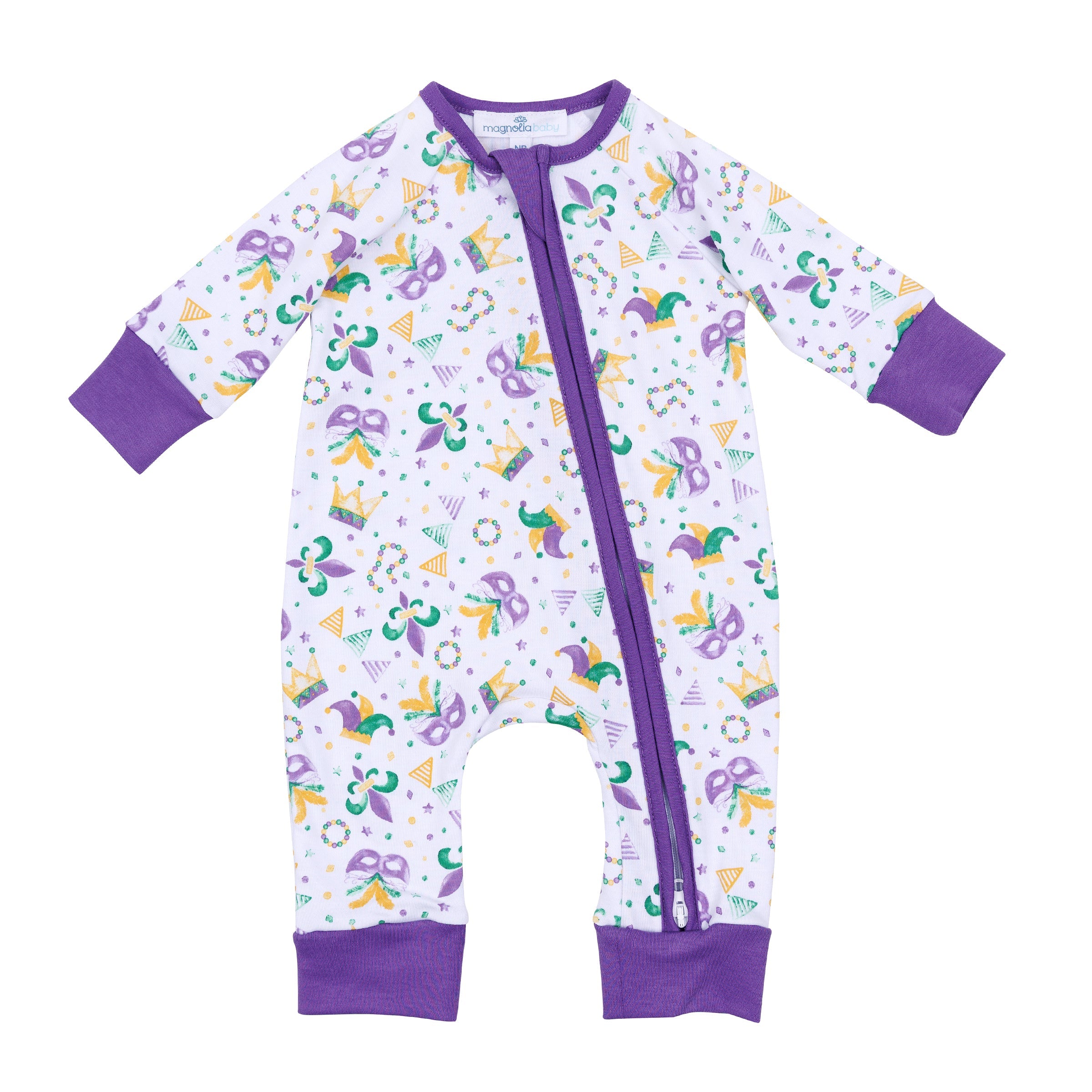 Mardi Gras Munchkins Zip Playsuit - Magnolia Baby Unisex