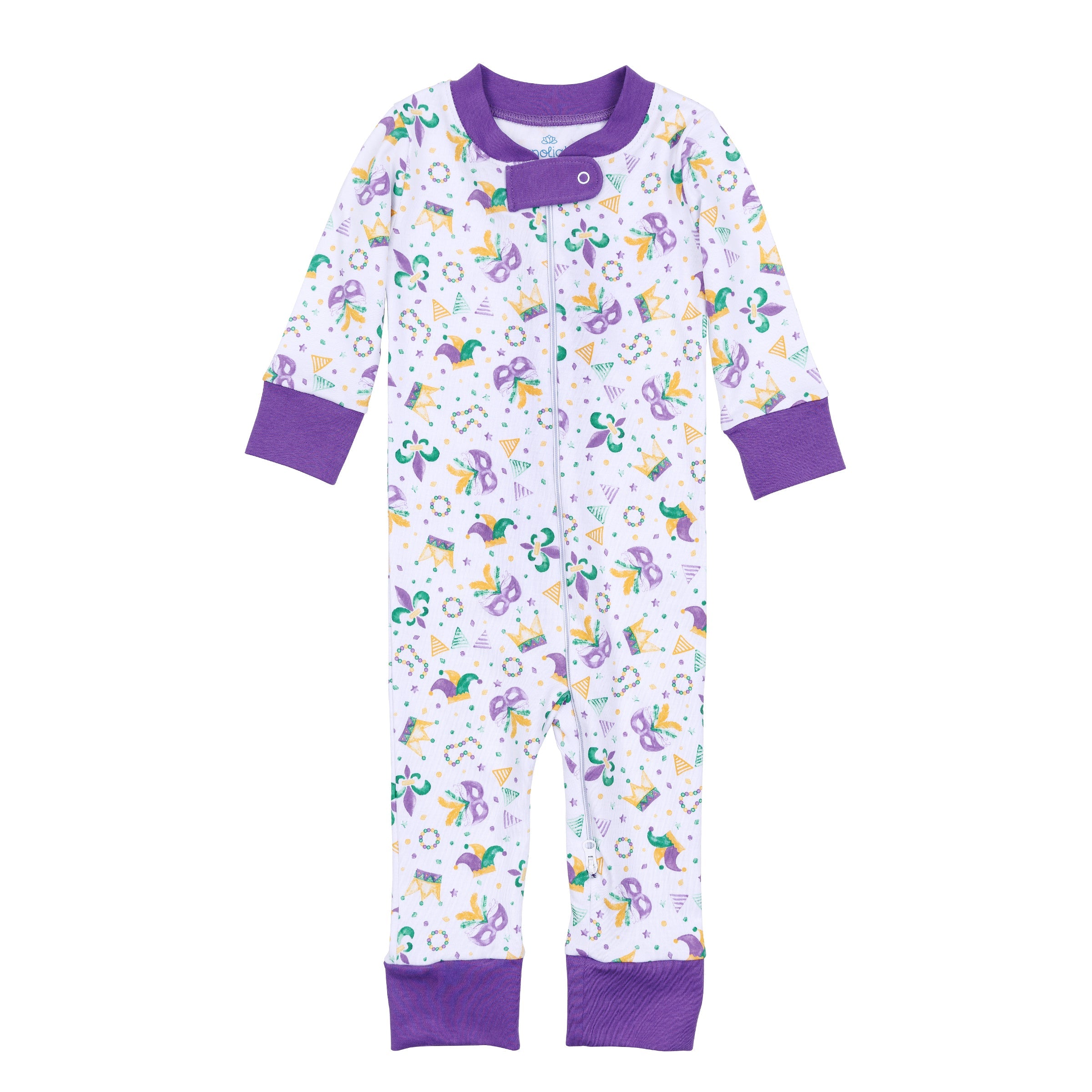 Mardi Gras Munchkins Zip Pajamas - Magnolia Baby Unisex