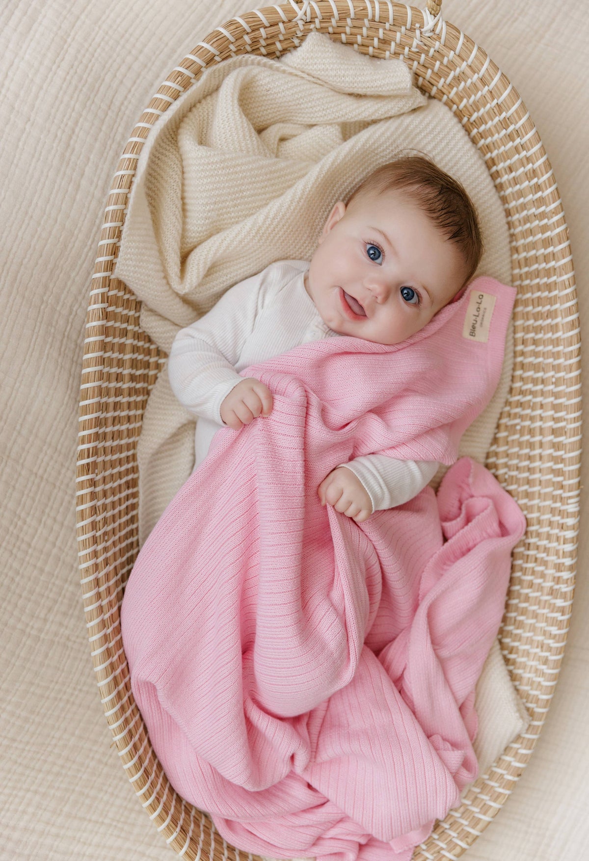 Organic Cotton Ribbed Baby Blanket - Blush Pink