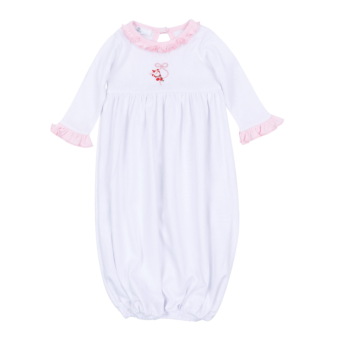 Jolly Ribbons Embroidered Ruffle Gathered Gown - Magnolia Baby Girl
