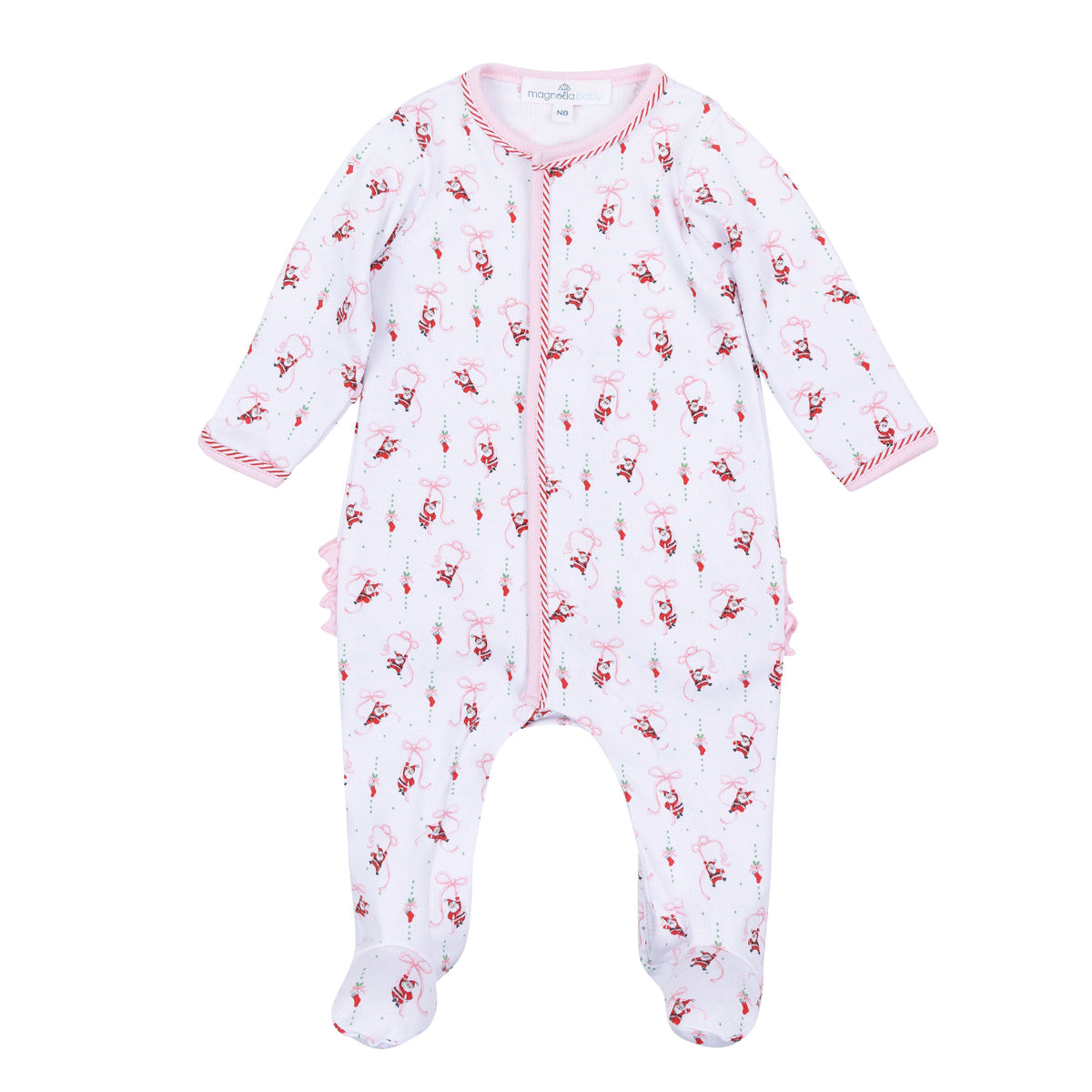 Jolly Ribbons Print Ruffle Footie - Magnolia Baby Girl