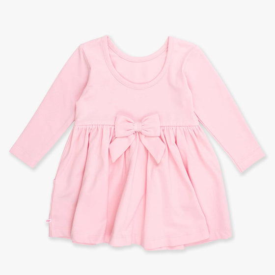 Long Sleeve Twirl Dress - Pink