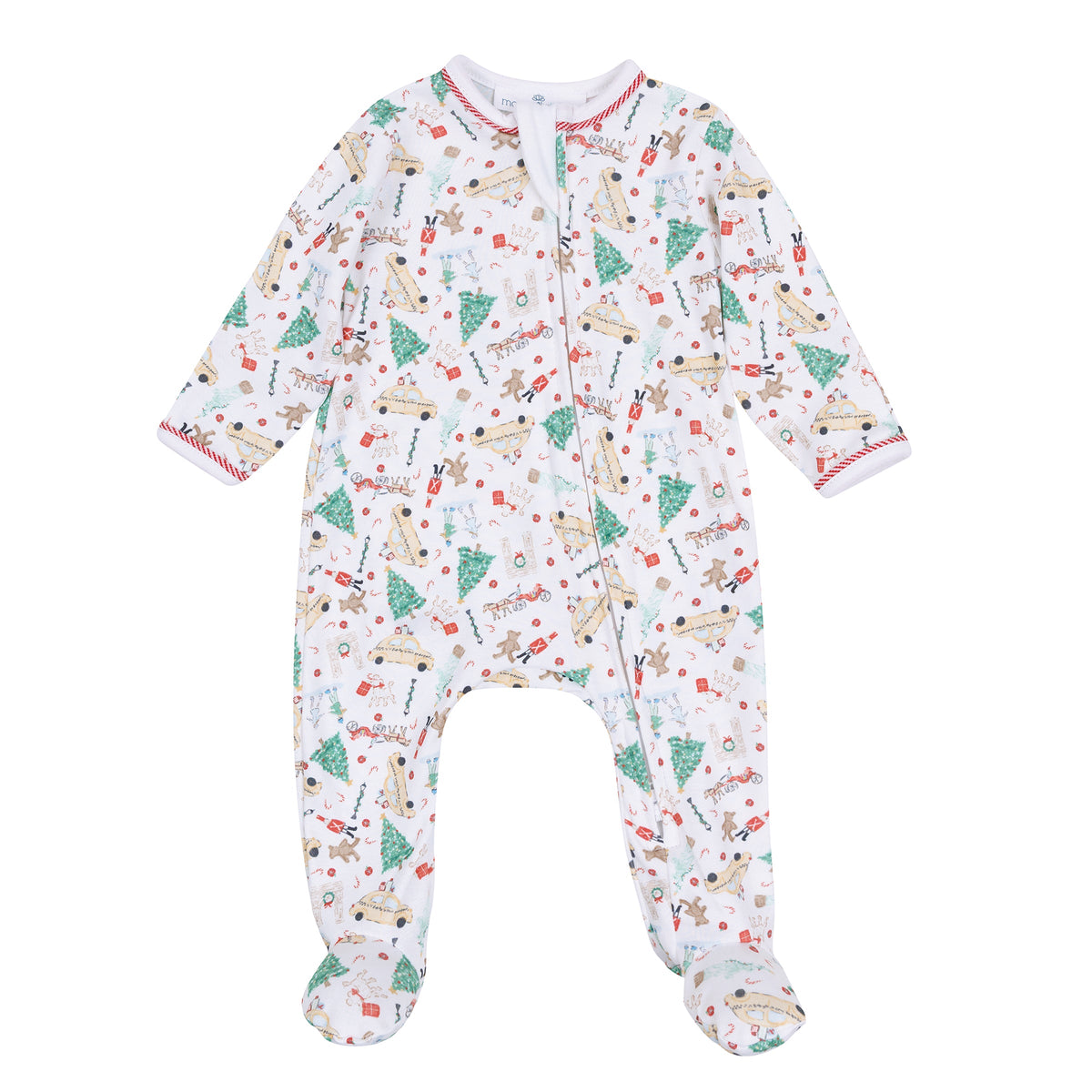 Christmas in the City Print Zip Footie - Magnolia Baby Unisex