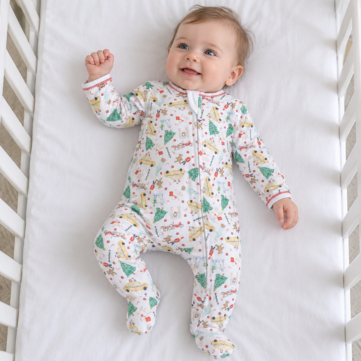 Christmas in the City Print Zip Footie