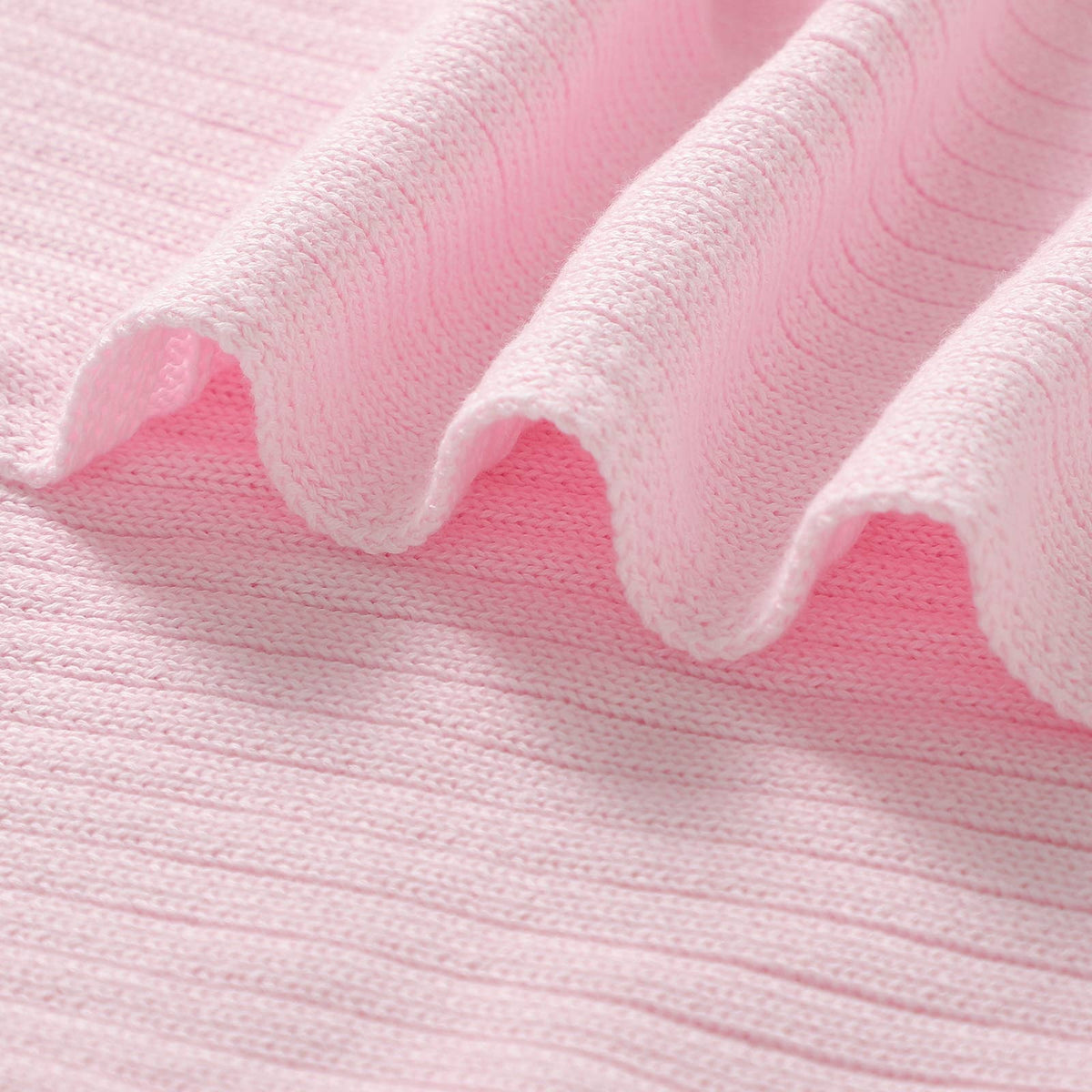 Organic Cotton Ribbed Baby Blanket - Blush Pink
