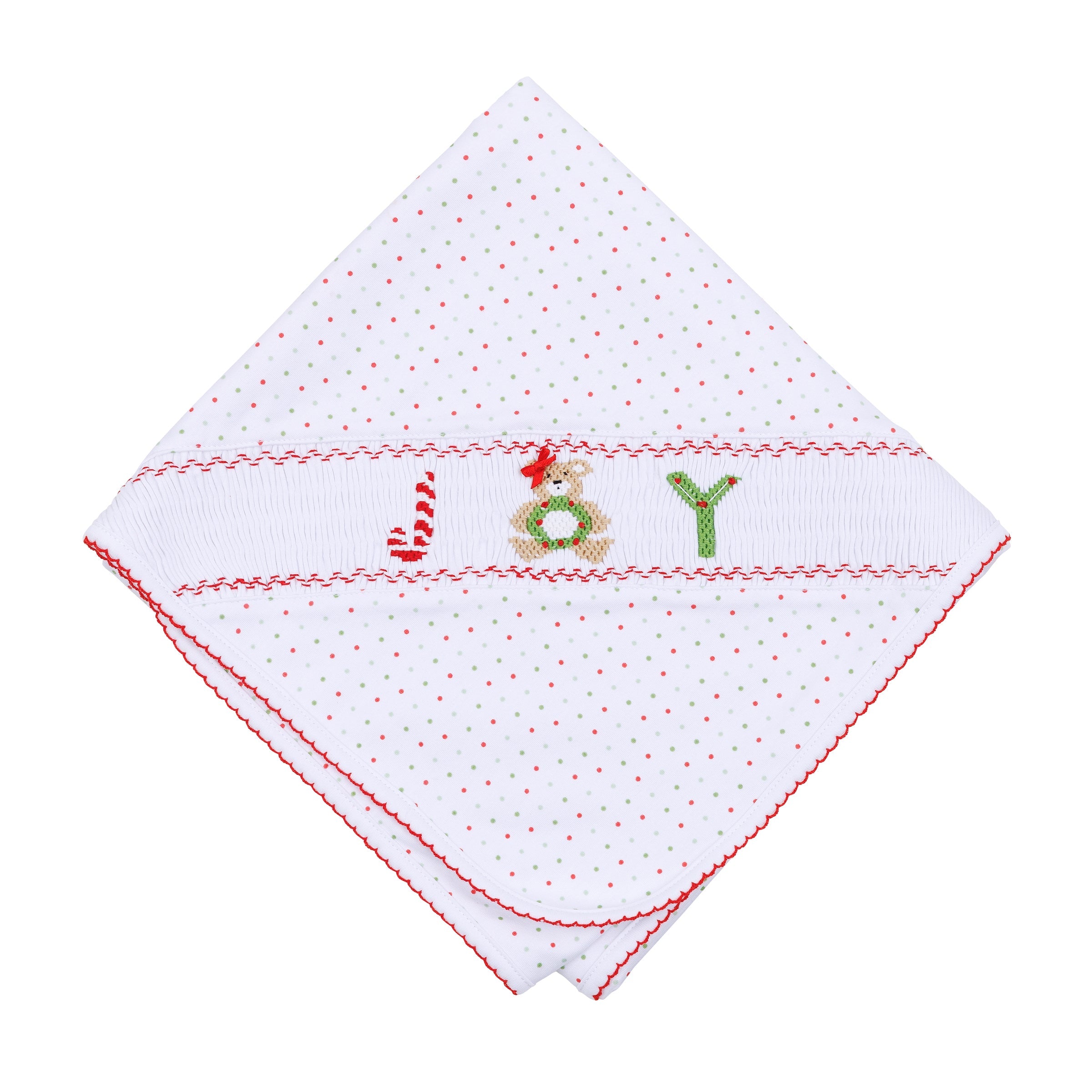 Christmas Joy Classics Smocked Receiving Blanket - Red - Magnolia Baby Girl