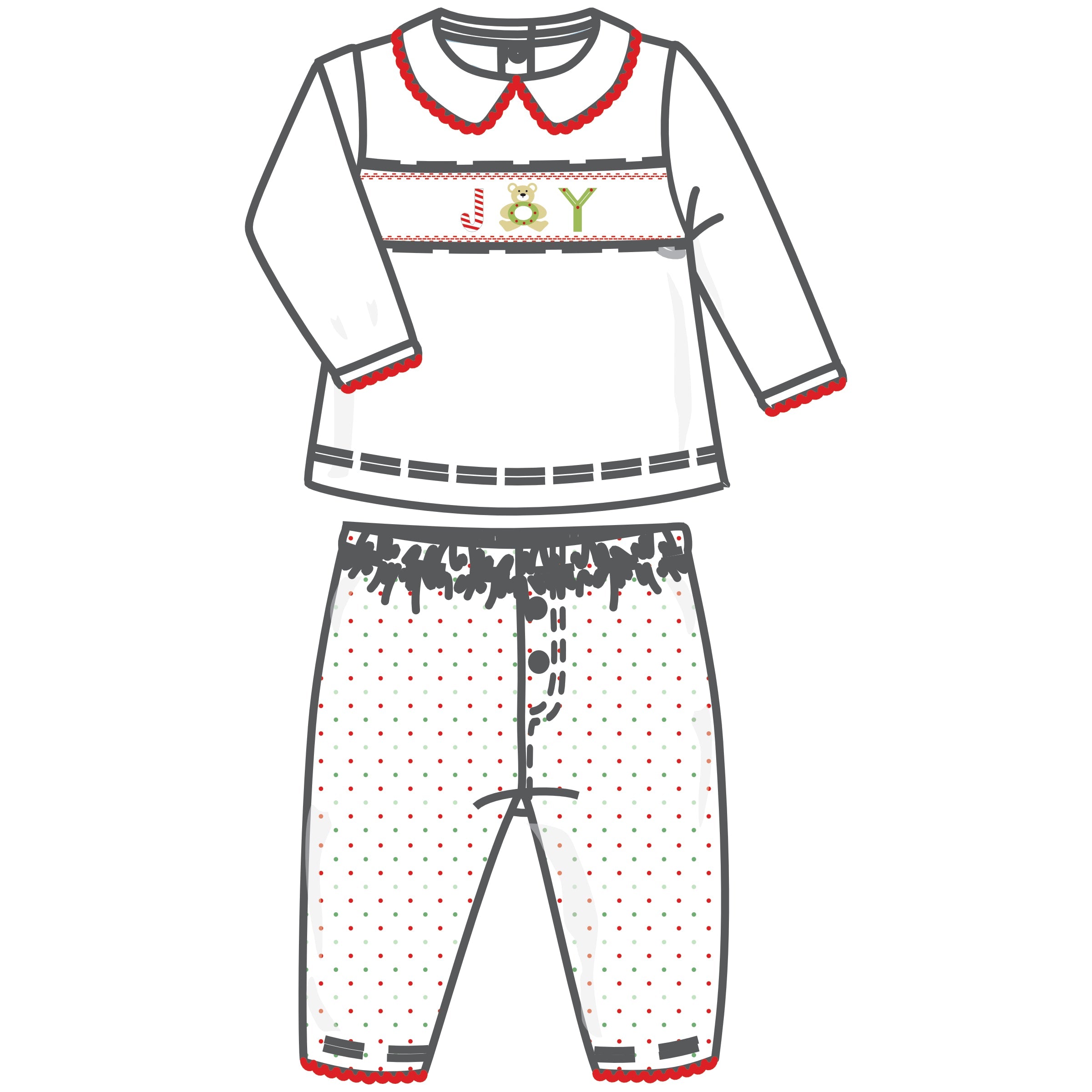 Christmas Joy Classics Smocked 2pc Pant Set - Red - Magnolia Baby Boy