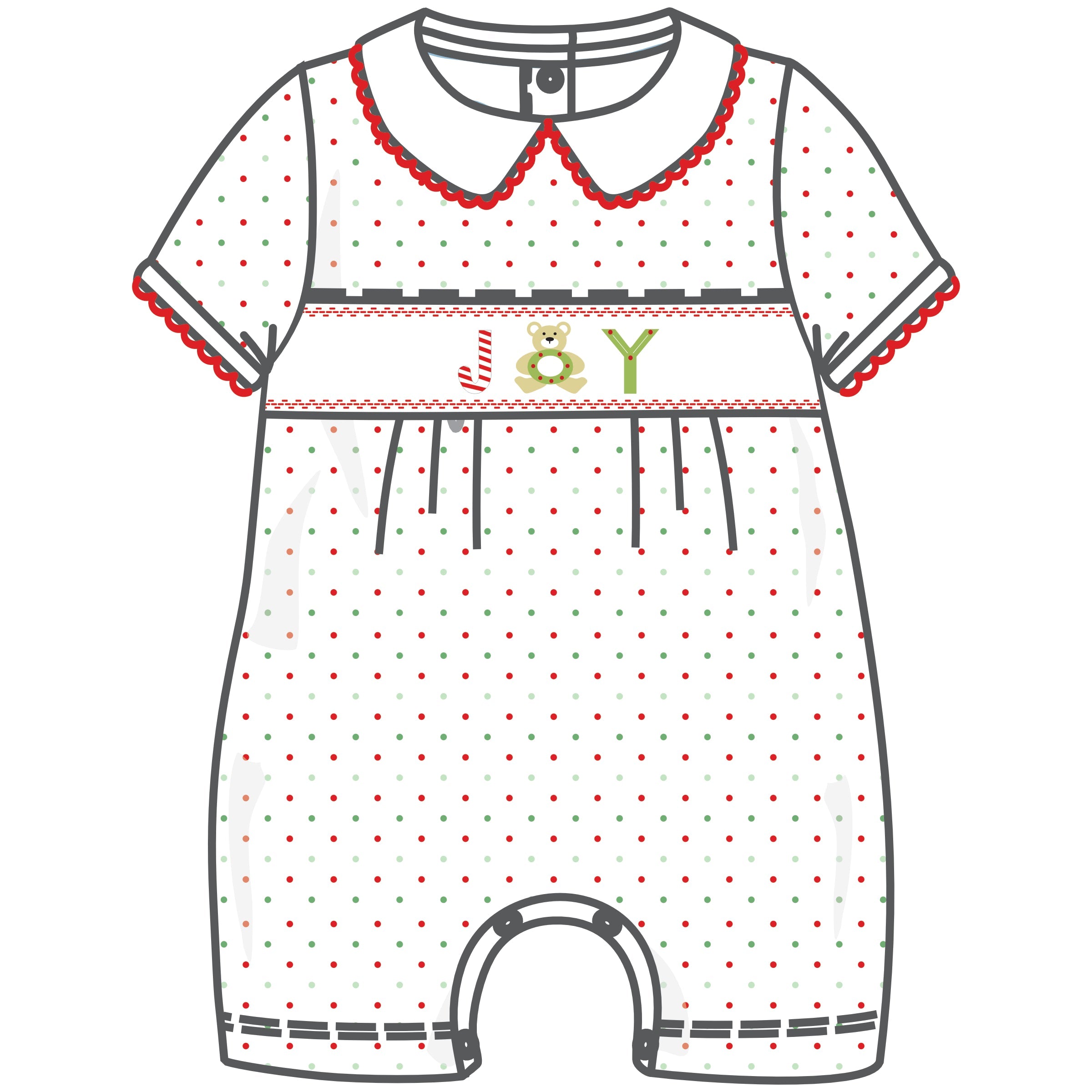 Christmas Joy Classics Smocked Short Playsuit - Red - Magnolia Baby Boy