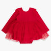 Long Sleeve Twirl Romper - Red