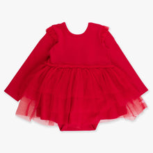  Long Sleeve Twirl Romper - Red