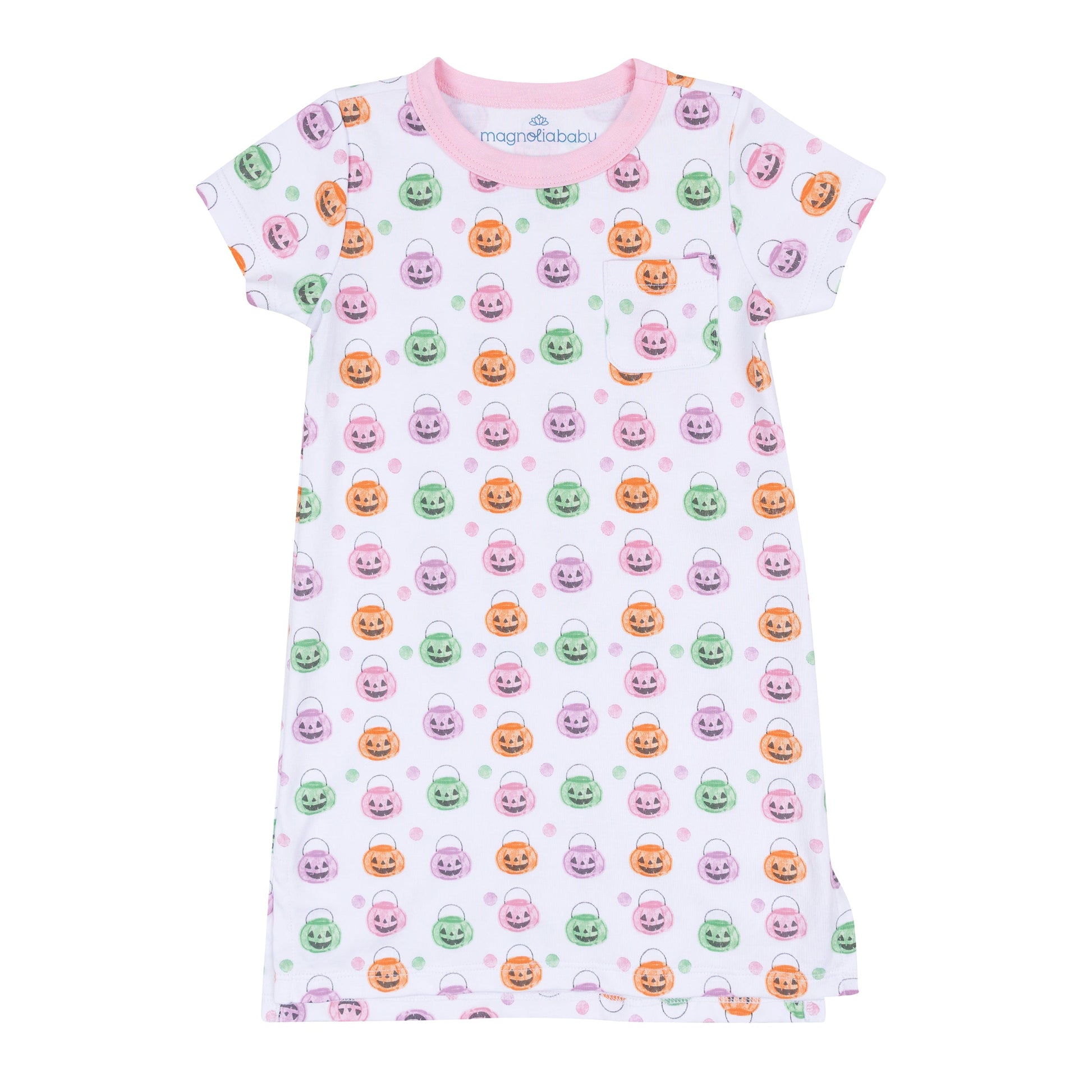 Pumpkin Party Short Sleeve Nightdress - Pink - Magnolia Baby Girl