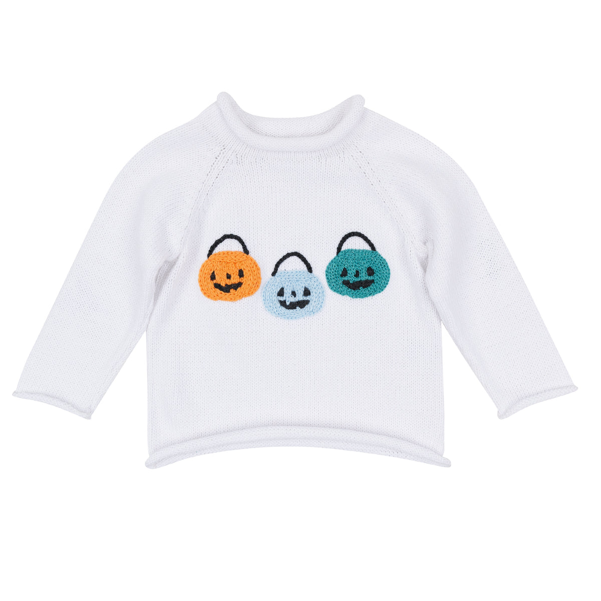 Pumpkin Party Pullover Sweater - Light Blue - Magnolia Baby Boy