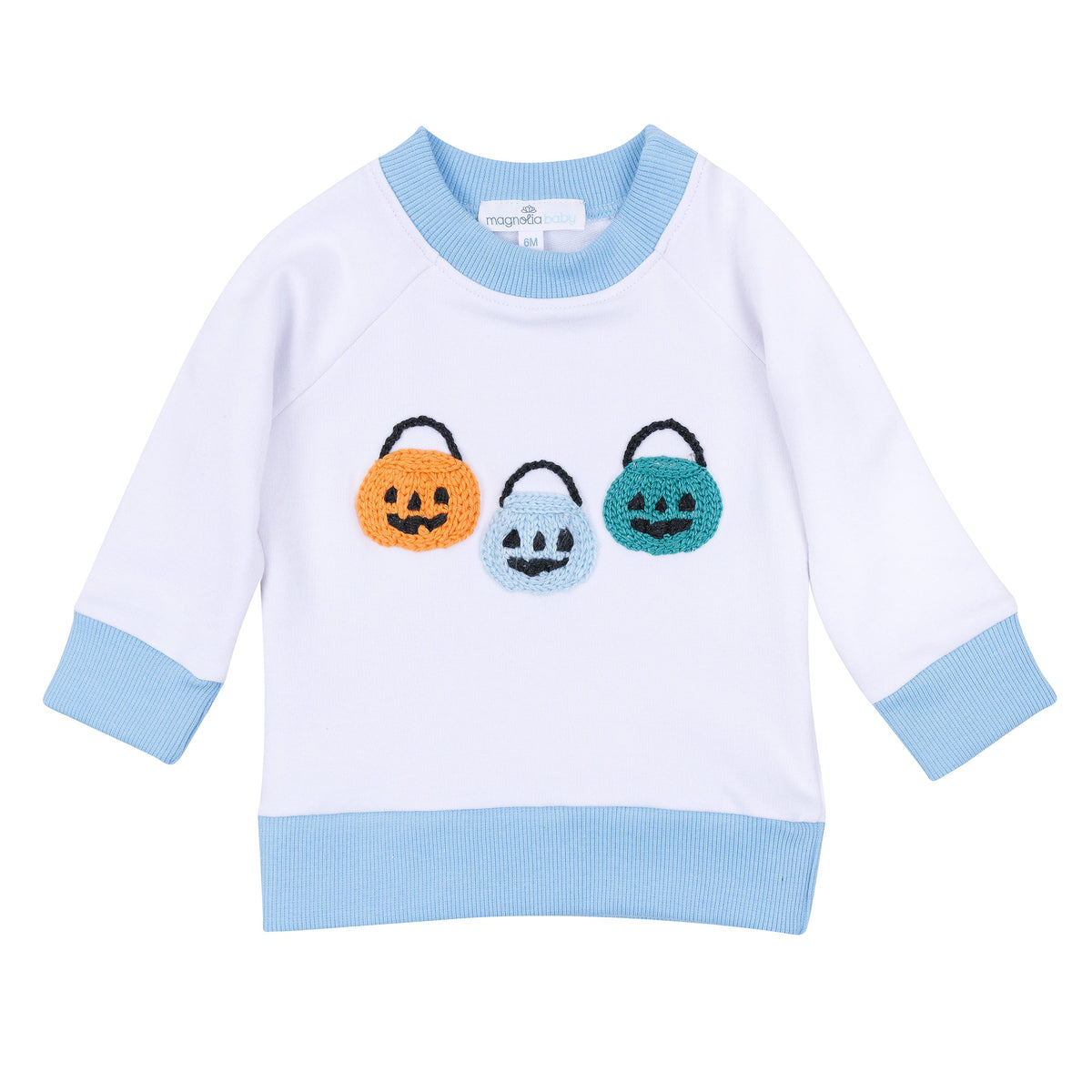 Pumpkin Party Pullover Sweatshirt - Light Blue - Magnolia Baby Boy