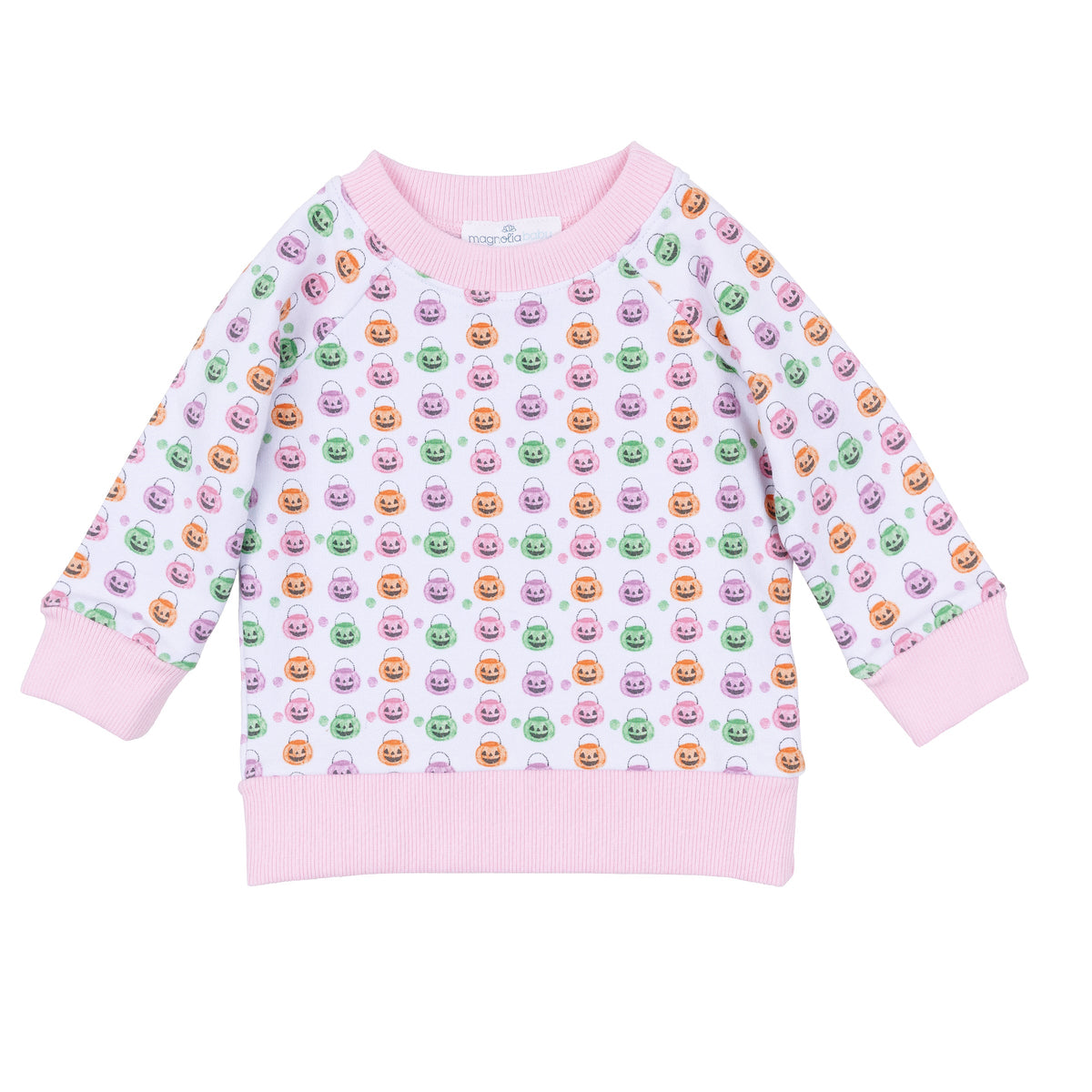 Pumpkin Party Print Pullover Sweatshirt - Pink - Magnolia Baby Girl