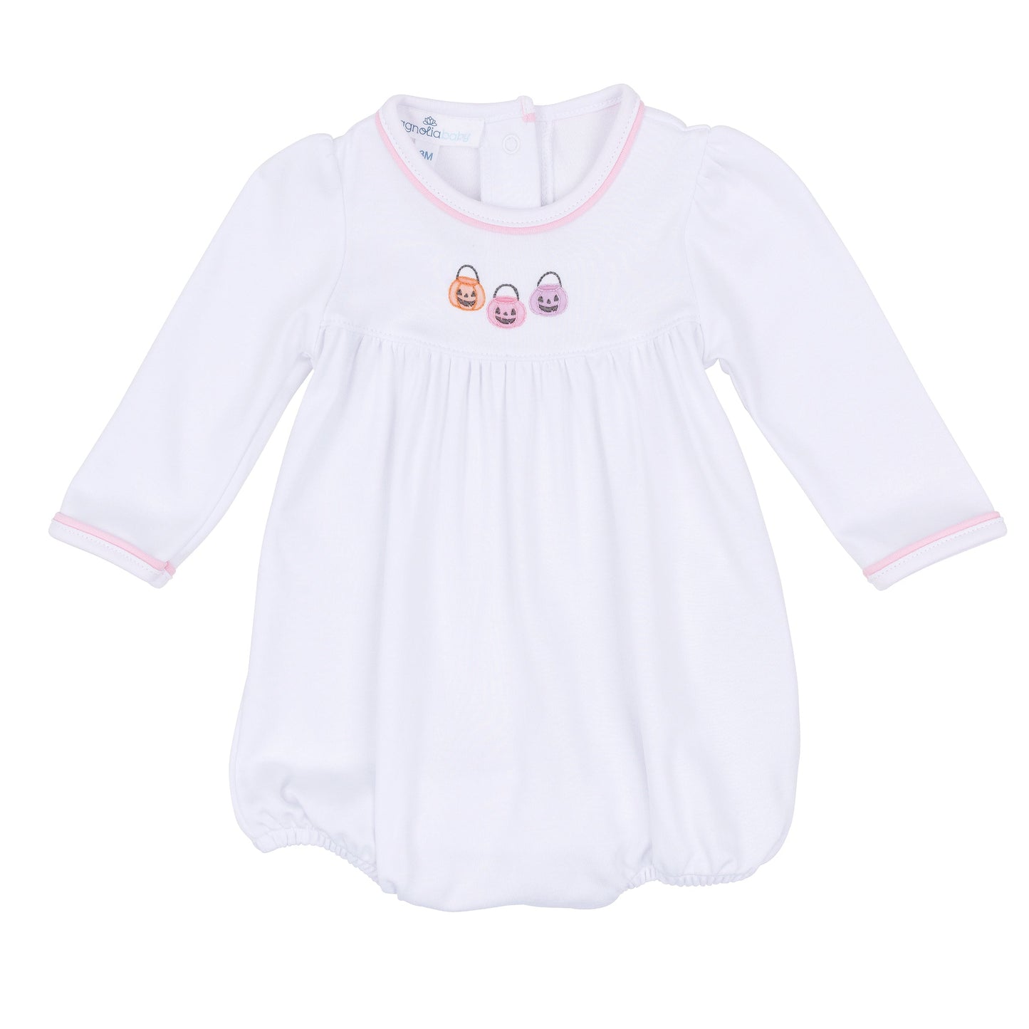 Pumpkin Party Long Sleeve Bubble - Pink - Magnolia Baby Girl