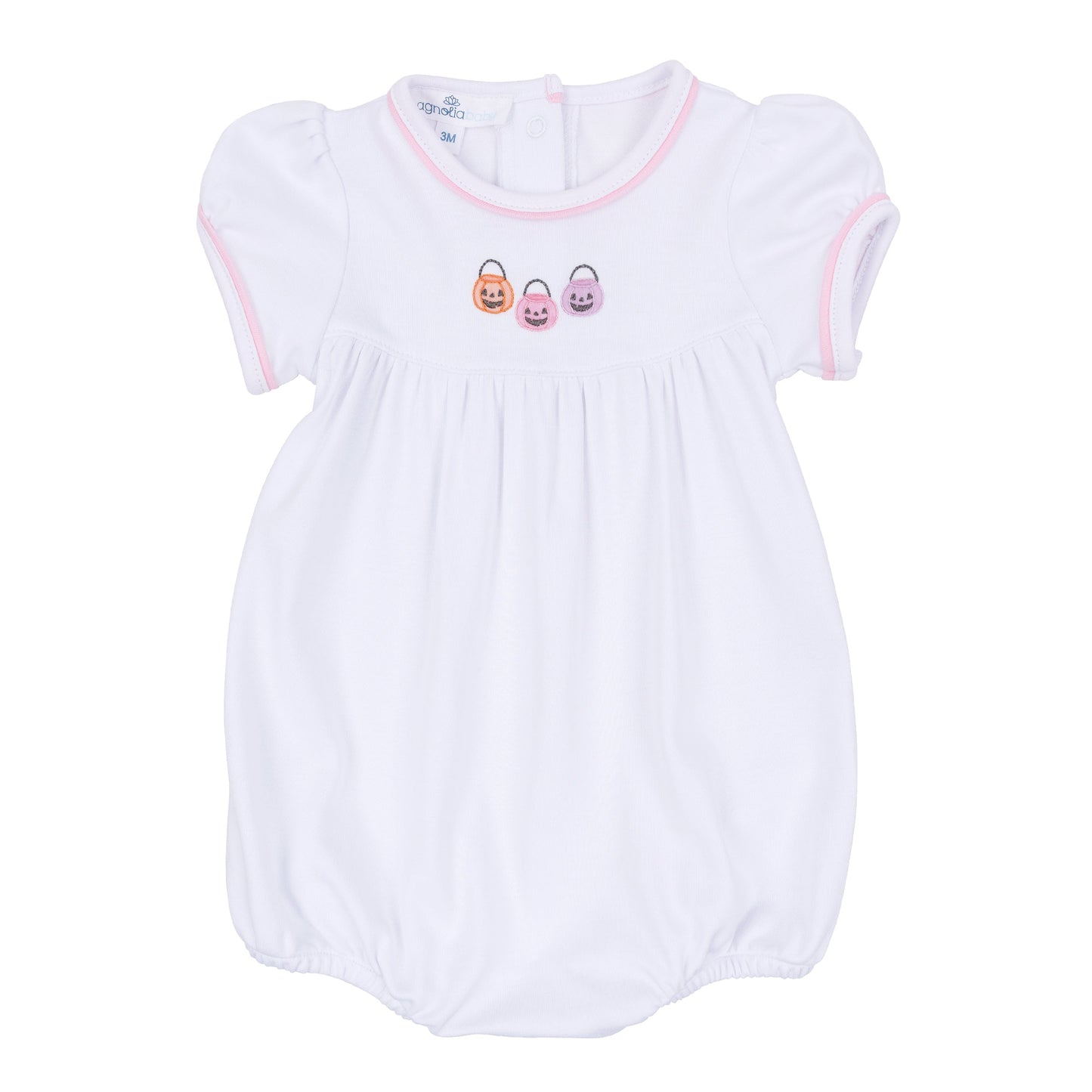 Pumpkin Party Short Sleeve Bubble - Pink - Magnolia Baby Girl