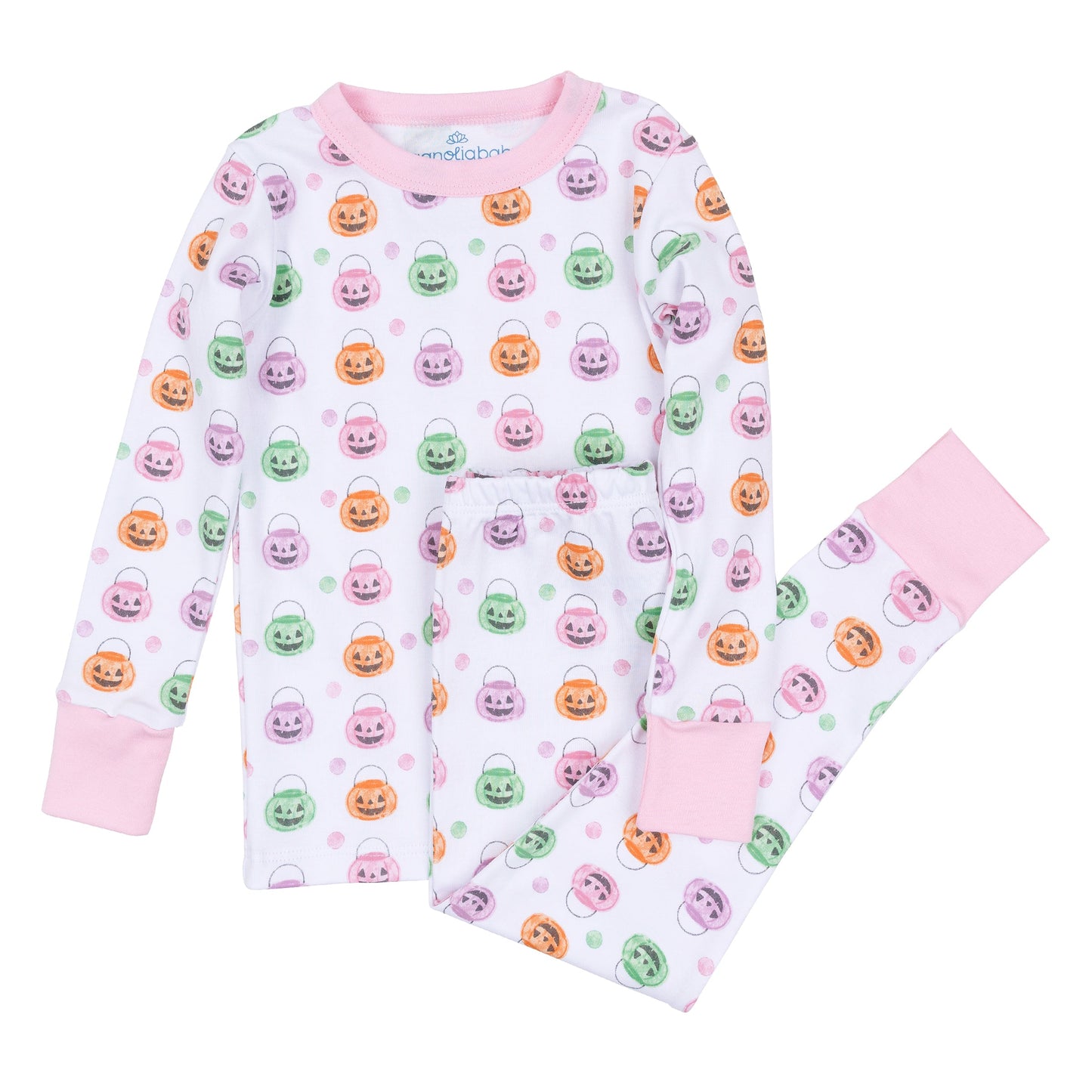 Pumpkin Party Long Pajamas - Pink - Magnolia Baby Girl