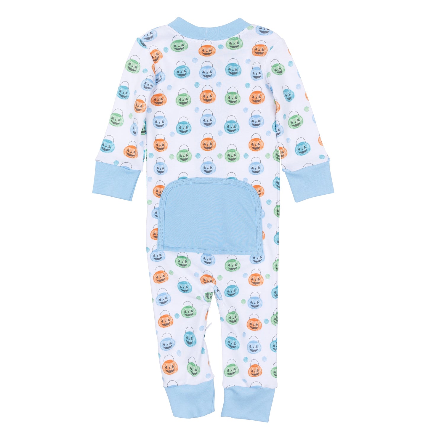 Pumpkin Party Zip Pajamas - Light Blue - Magnolia Baby Boy