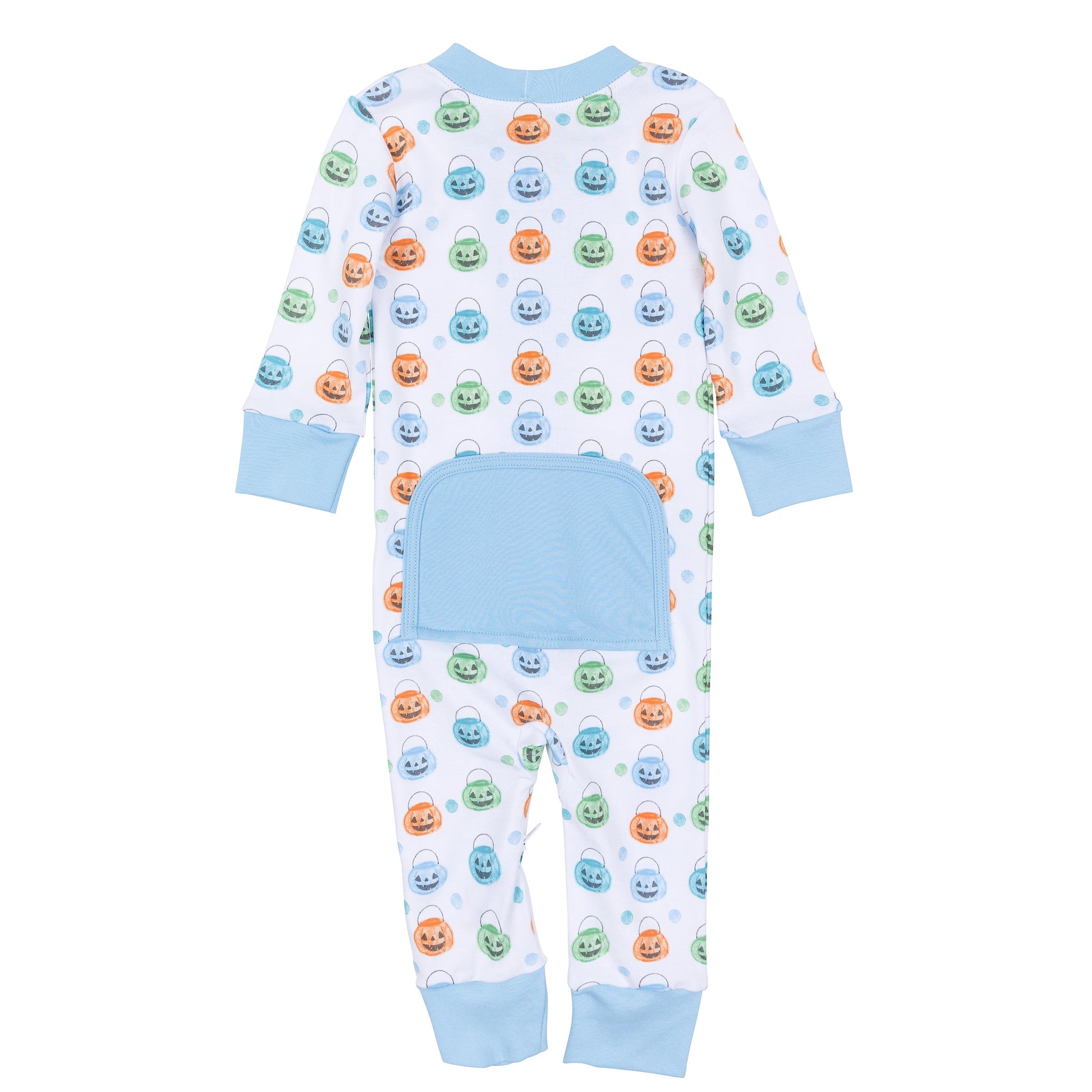 Pumpkin Party Zip Pajamas - Light Blue - Magnolia Baby Boy