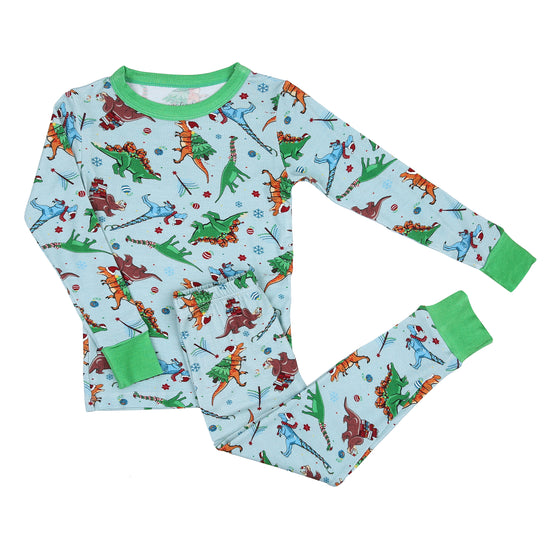 Dino Christmas Green Toddler Long Pajamas