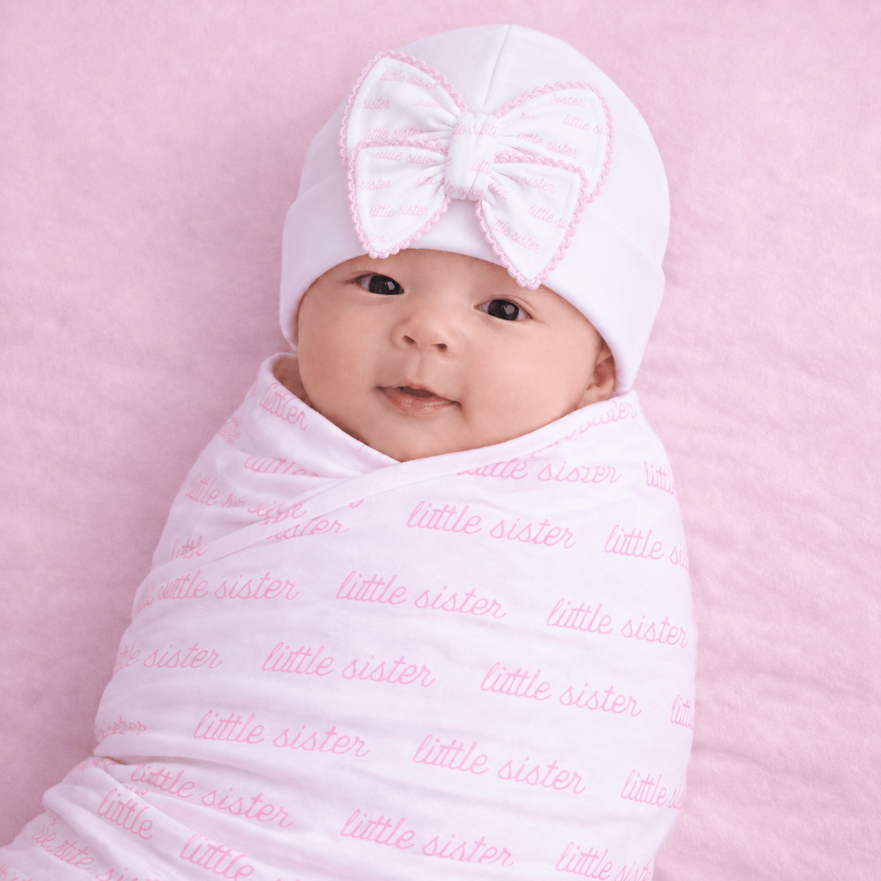 Little Sister Swaddle Set - Bow Hat