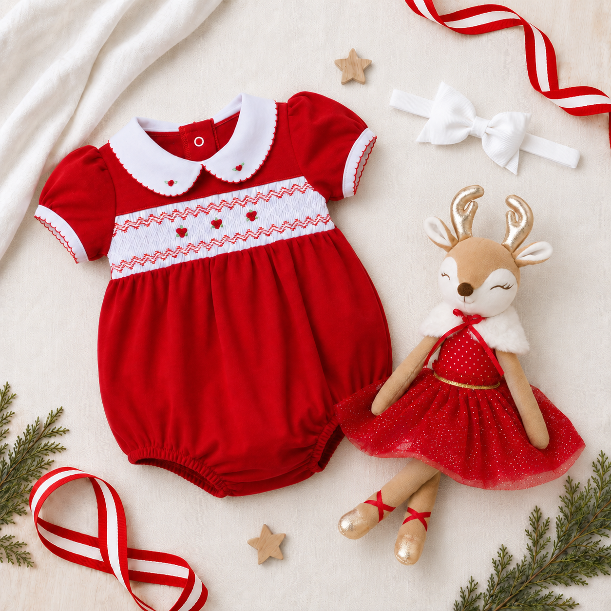 Baby Girl Smocked Christmas Bubble Gift Set - Eve's Classics
