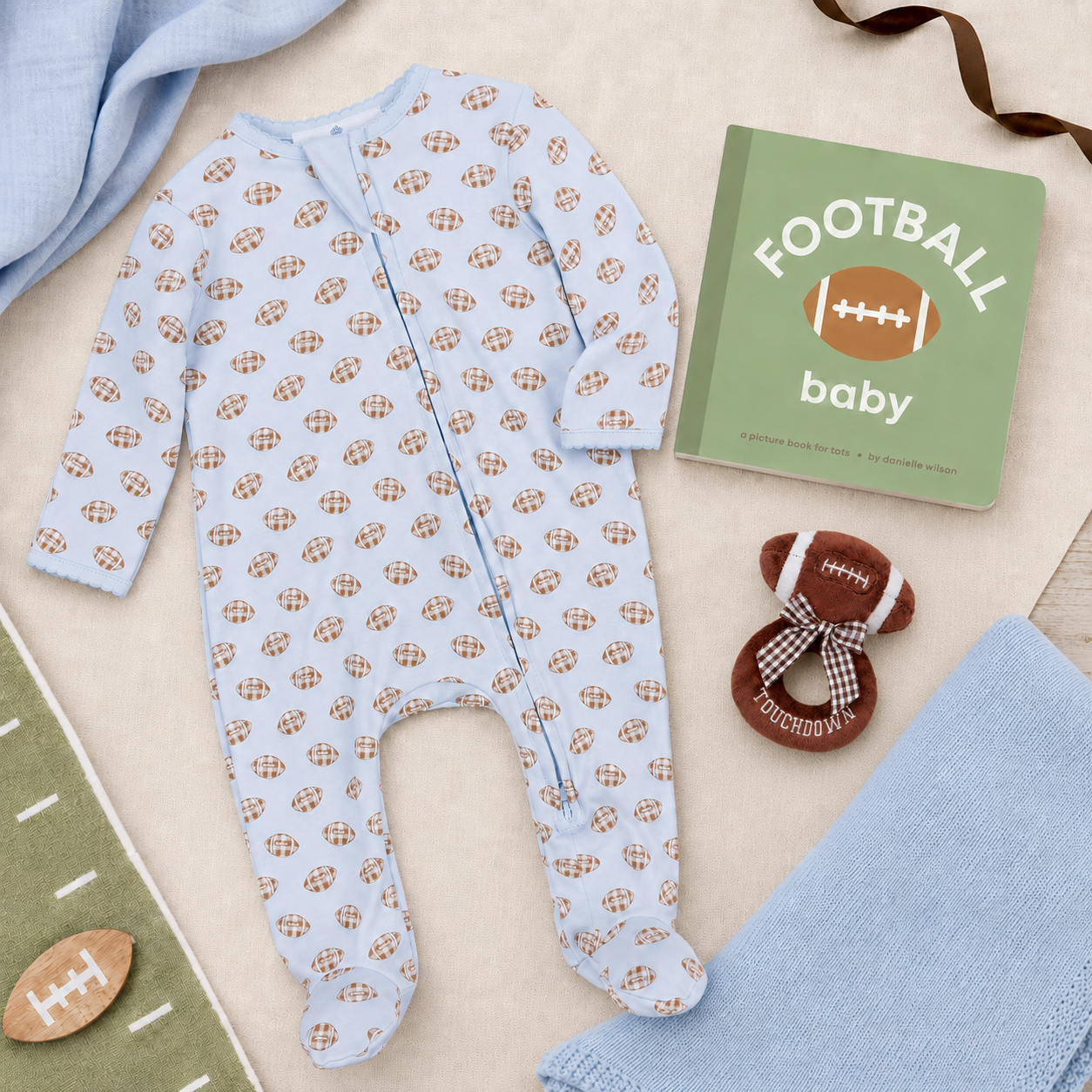 Baby Boy Football Footie Gift Set - Tiny Tailgater