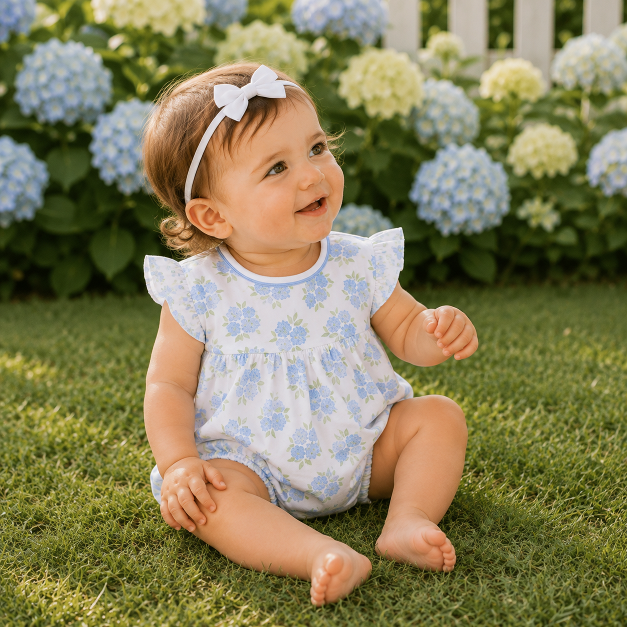 Sisters Dress + Bubble Set - Hydrangeas Print
