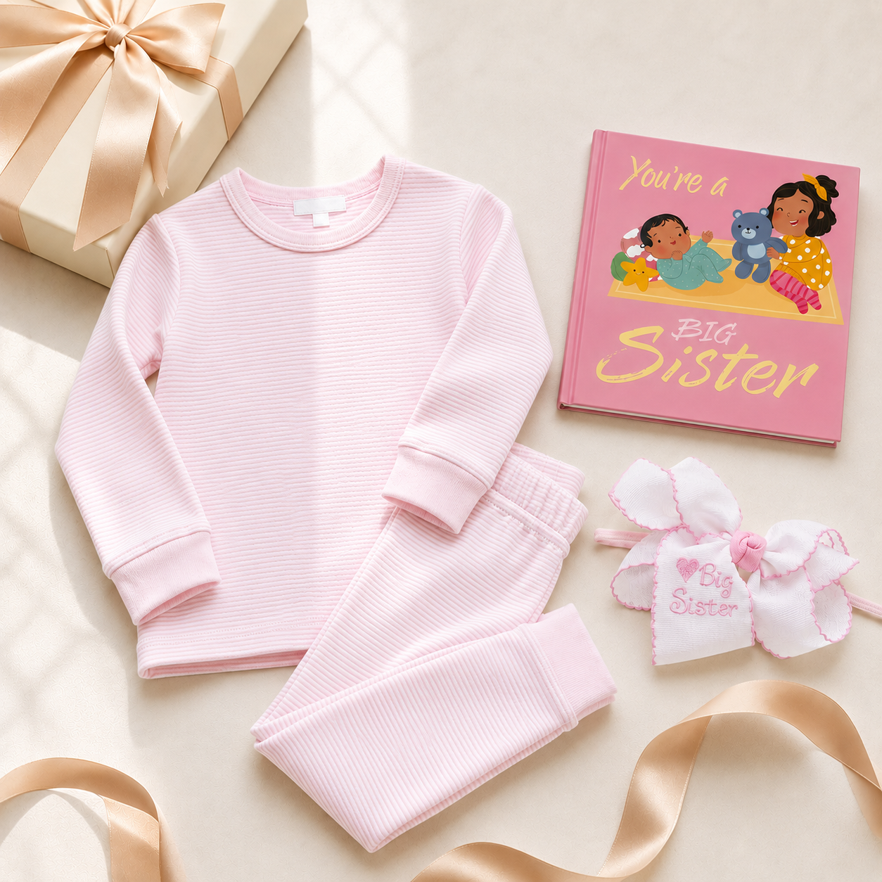 Big Sister Gift Set - Pink Mini Stripes
