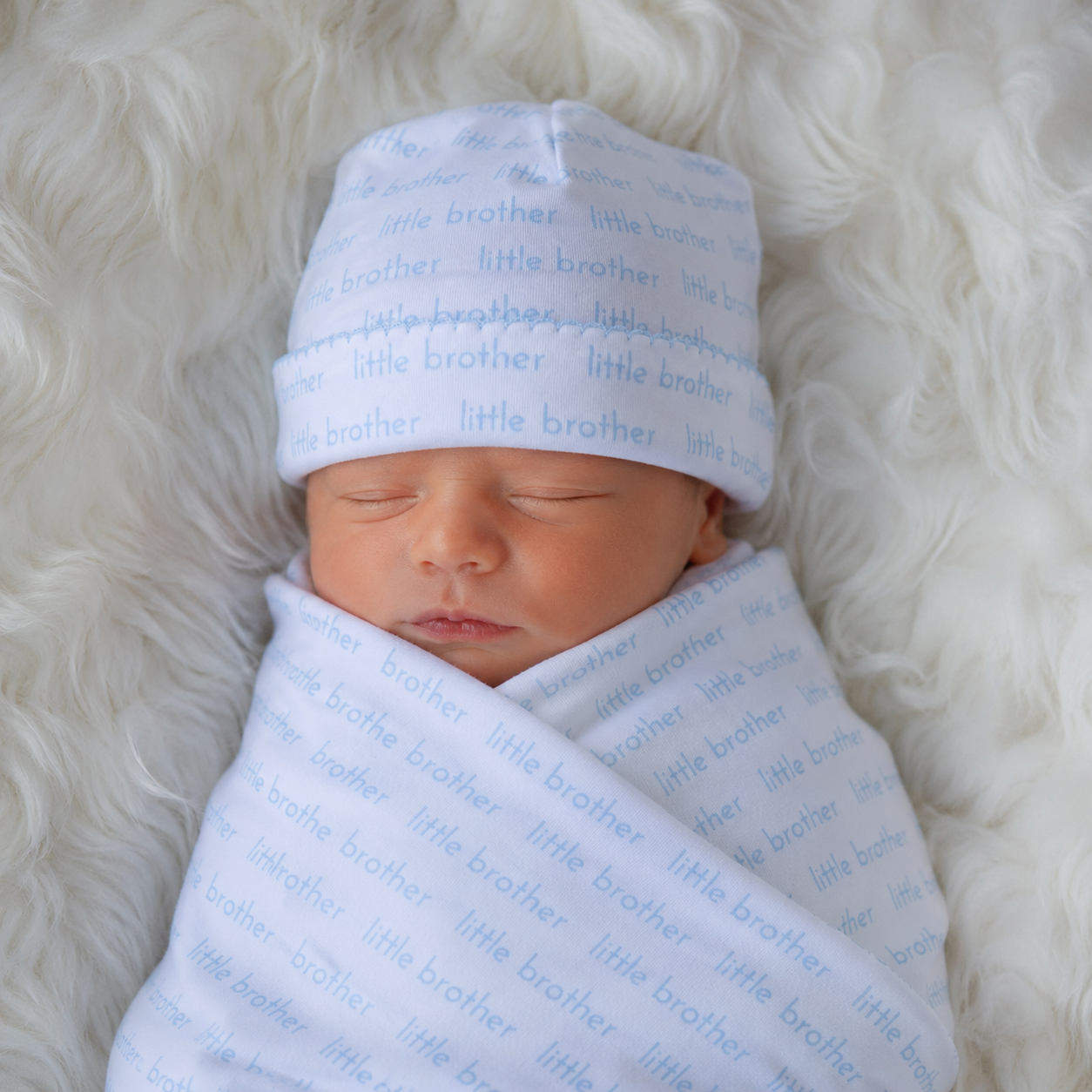 Baby Boy Little Brother Swaddle Set
