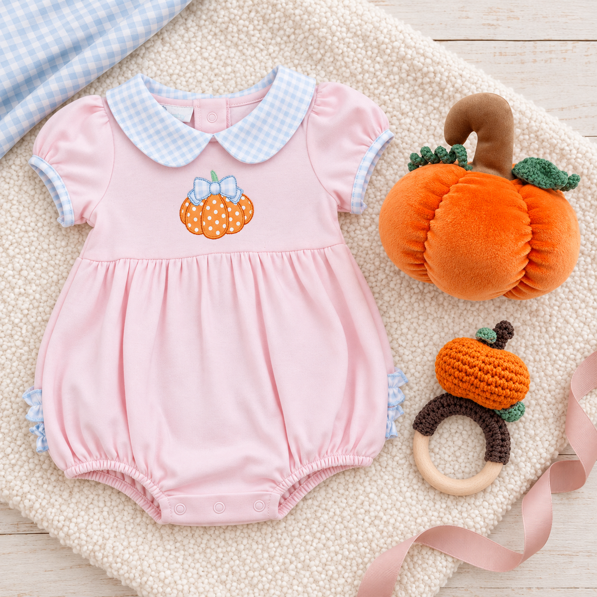Baby Girl Halloween Collared Bubble Gift Set - Bowtique Pumpkins