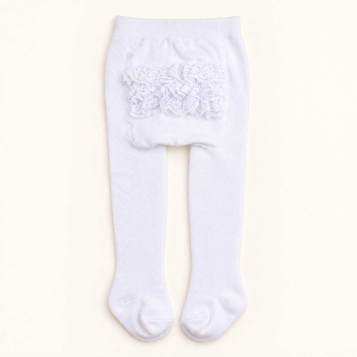 White Footed Ruffled Tights